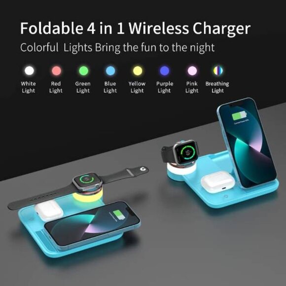 Foldable 4 in 1 fast charging station, 15W Wireless ...refer to description NIB - Picture 2 of 5